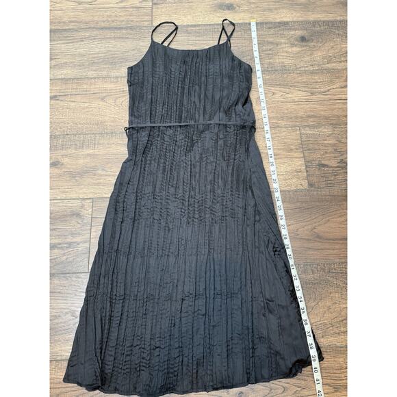 Kaia Pleated Midi Slip Dress Belted Black Sz Small - Picture 8 of 8